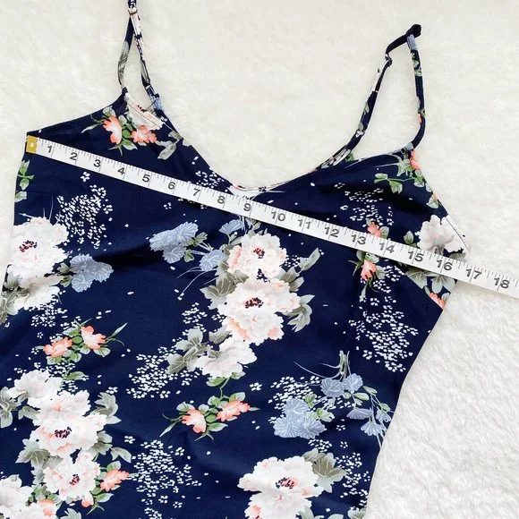 Love Fire, NWOT, Women's Floral Slip Dress, Adjustable Straps, Navy Blue, Size S - Picture 2 of 10